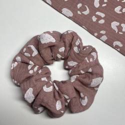 Scrunchie Leopardi, dusty pink