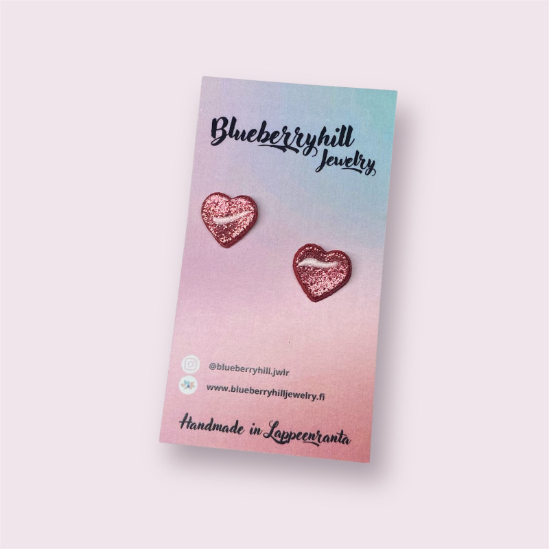 Sydännappis punainen glitter