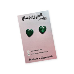 Sydännappis vihreä glitter